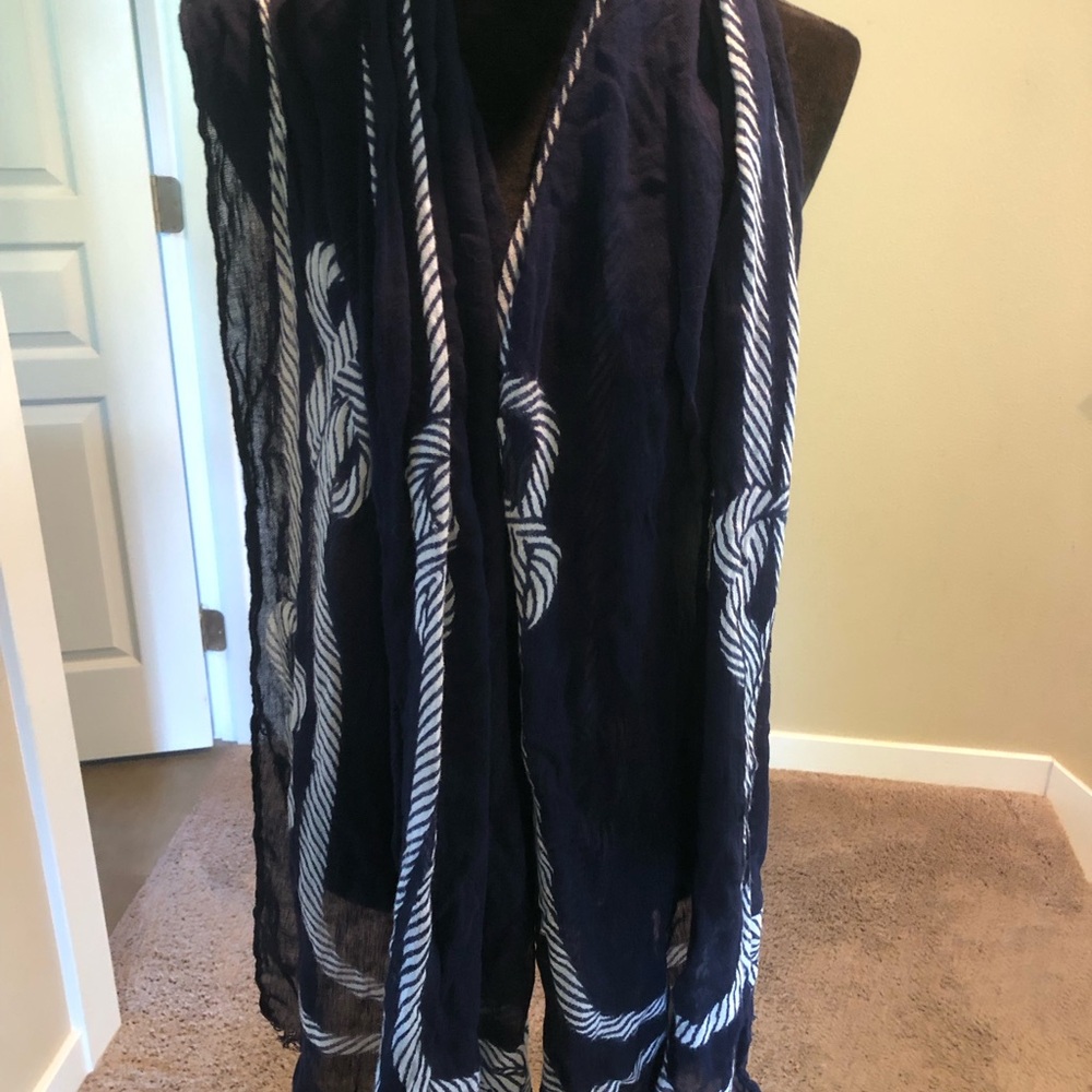 Navy Blue and White Scarf
